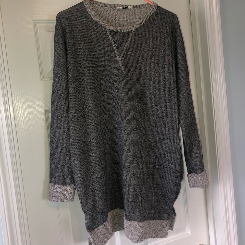 **donating 4/19. Boutique women’s dress or tunic;grey with suede elbow pads. - Picture 2 of 12